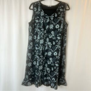 Icantoo Dress Size:XL Black floral  Print Modest  Sleeveless Womens 100% Cotton